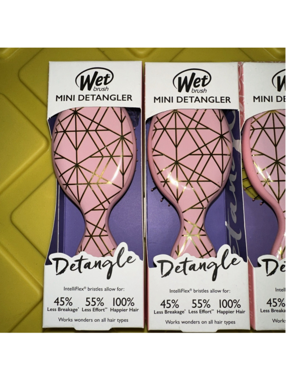 Wet Brush - Mini Detangler Geo Brush - Confetti Hair Brush 4 Pc - Pink - Picture 2 of 3